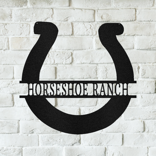 Simple Horseshoe Personalized Gifts - Custom Metal Sign, Horse Lover Gift Black