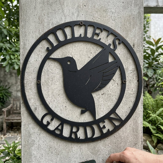 Custom Metal Wall Art - Personalized Hummingbird Name Sign Black