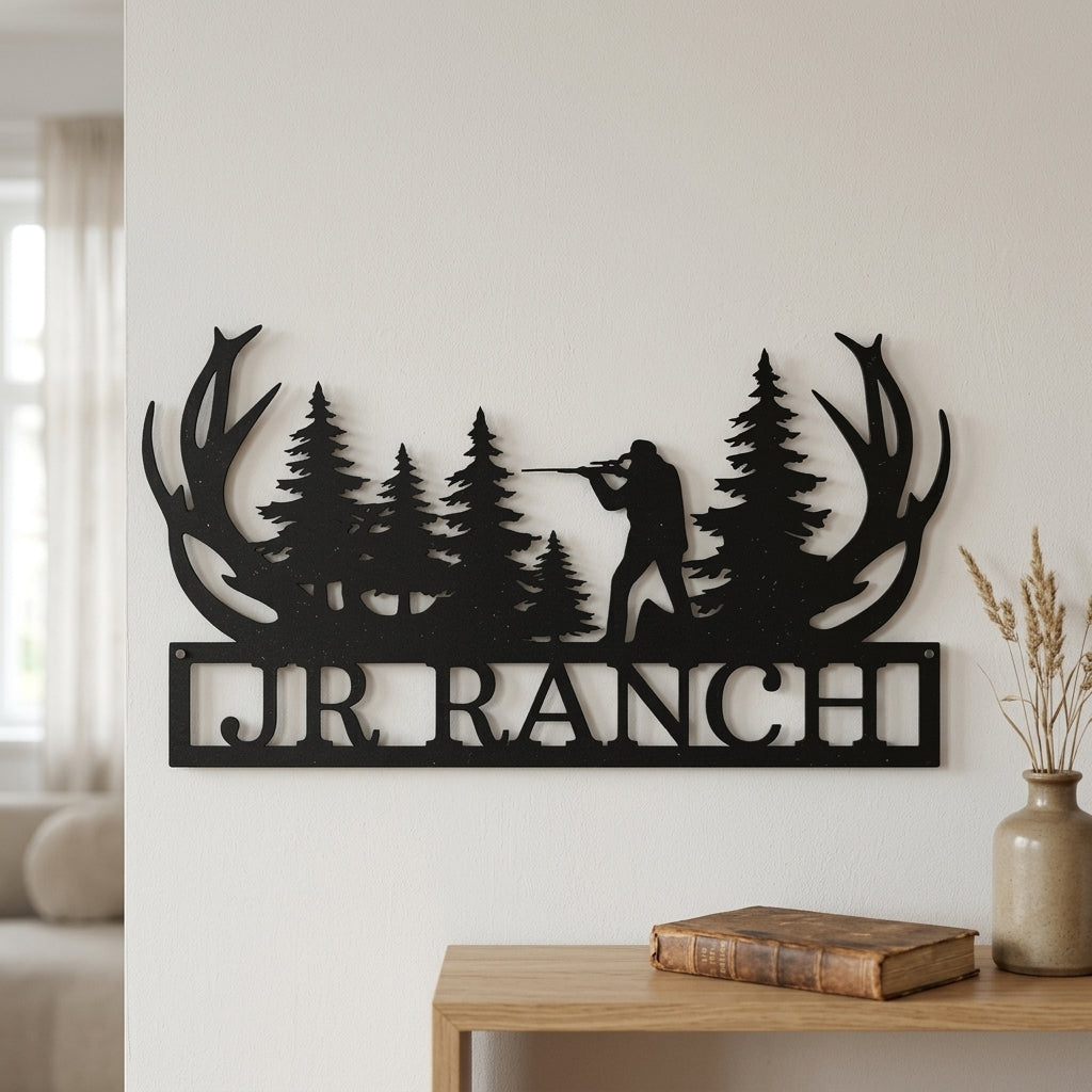 Custom Metal Wall Art - Personalized Hunting Sign Black