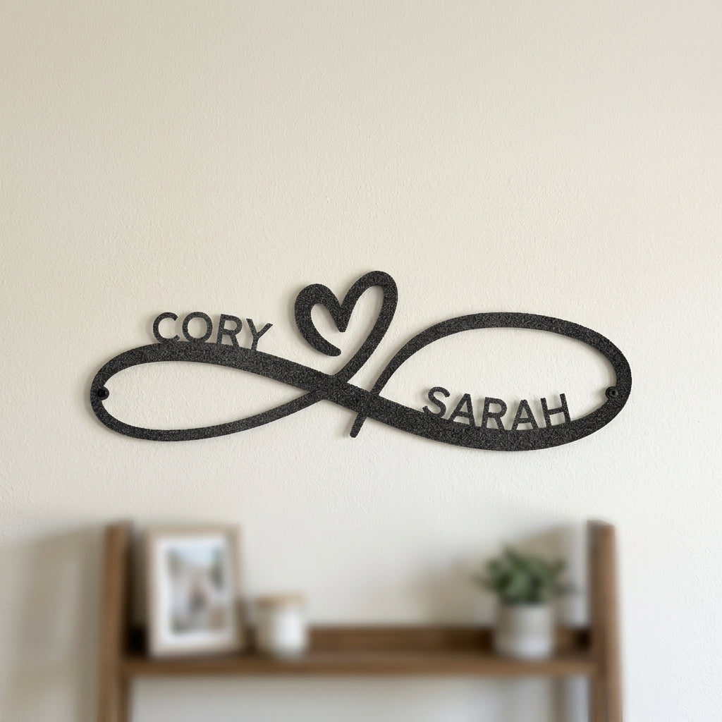 Custom Metal Wall Art - Personalized Infinity Sign Black