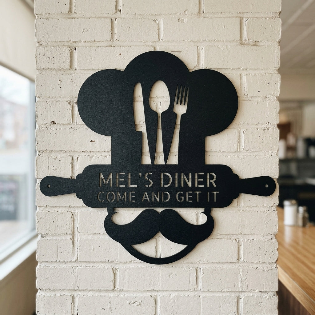 Custom Metal Wall Art - Personalized Kitchen Sign Black