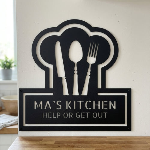 Custom Metal Wall Art - Personalized Kitchen Sign Black