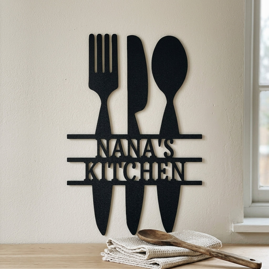 Custom Metal Wall Art - Personalized Kitchen Sign Black