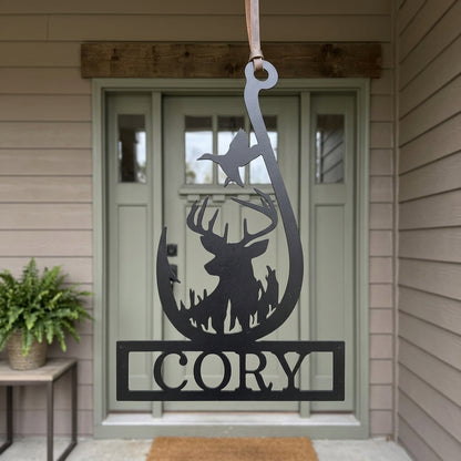 Custom Metal Wall Art - Personalized Cabin Hutning Sign Black