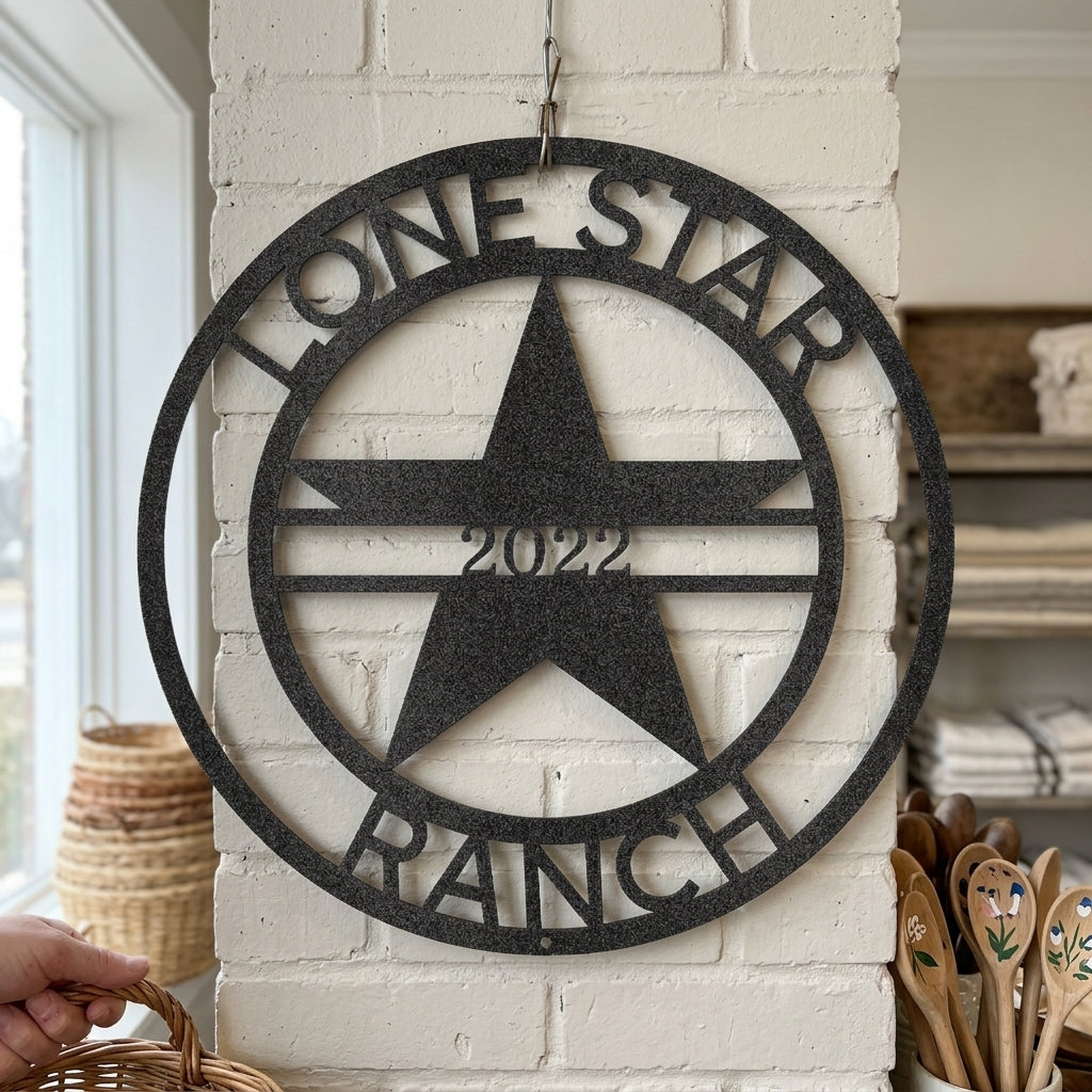 Custom Metal Wall Art - Personalized Star Sign Black
