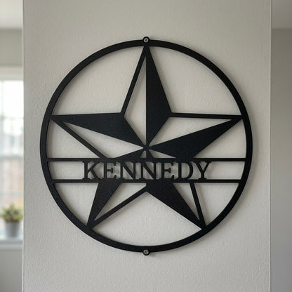 Custom Metal Wall Art - Personalized Lone Star Name Sign Black