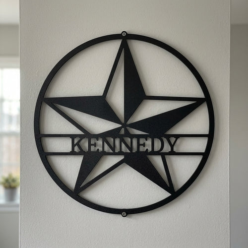 Custom Metal Wall Art - Personalized Lone Star Name Sign Black