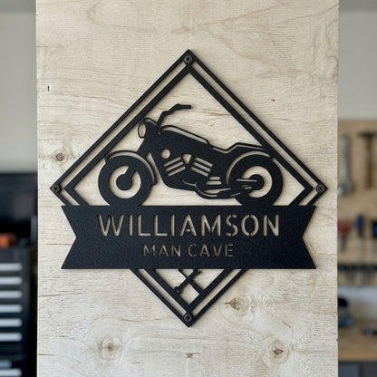 Custom Metal Wall Art - Personalized Biker Sign Black