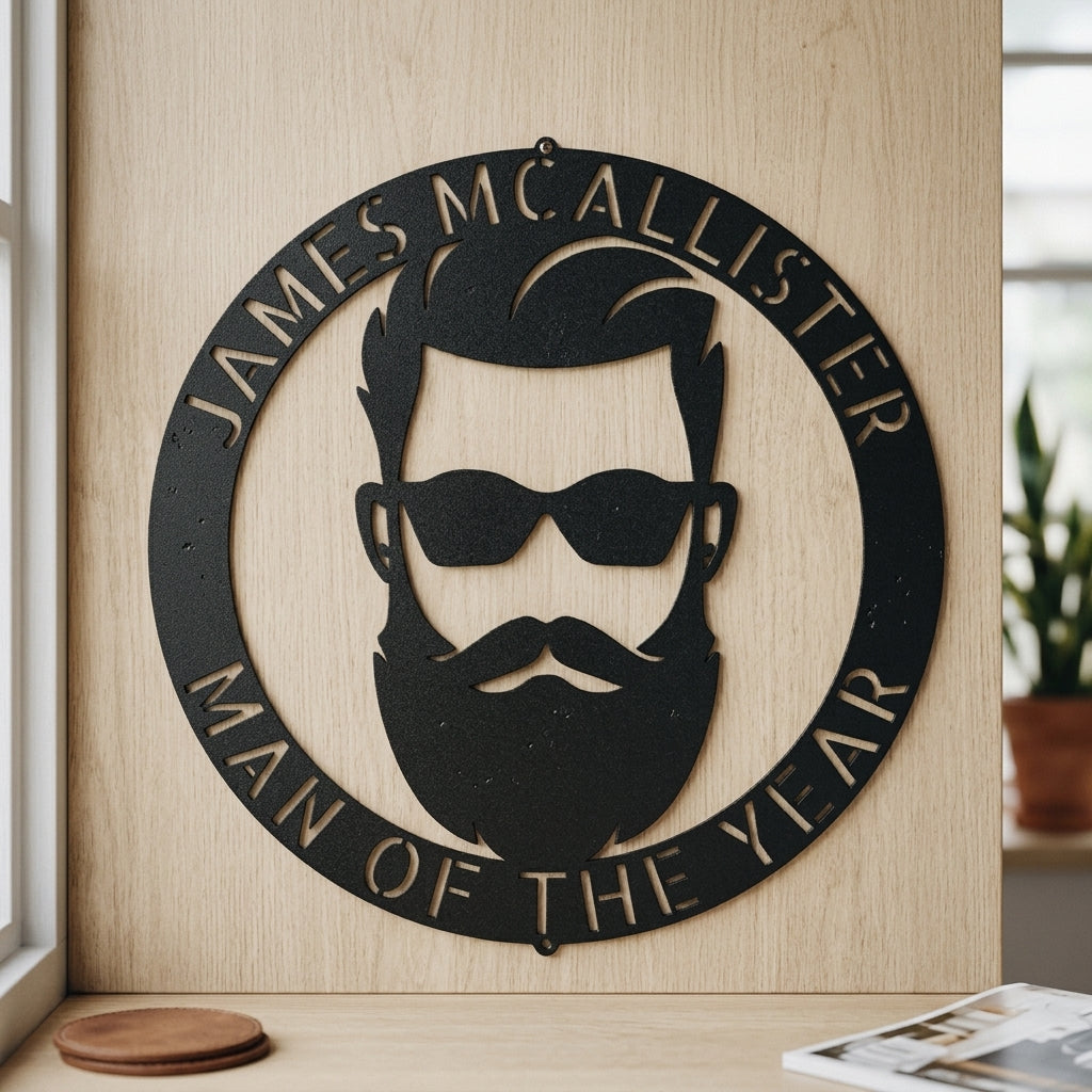 Custom Metal Wall Art - Personalized Man Cave Sign Black