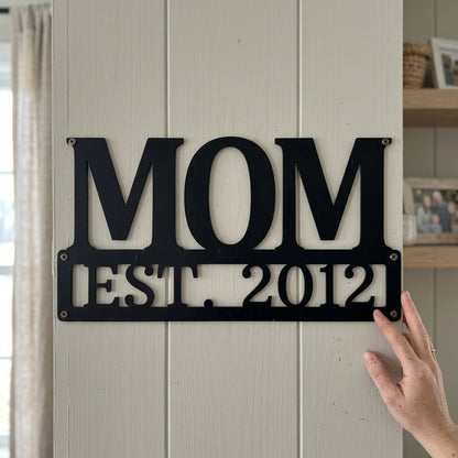 Custom Metal Wall Art - Personalized Mom Name Sign Black