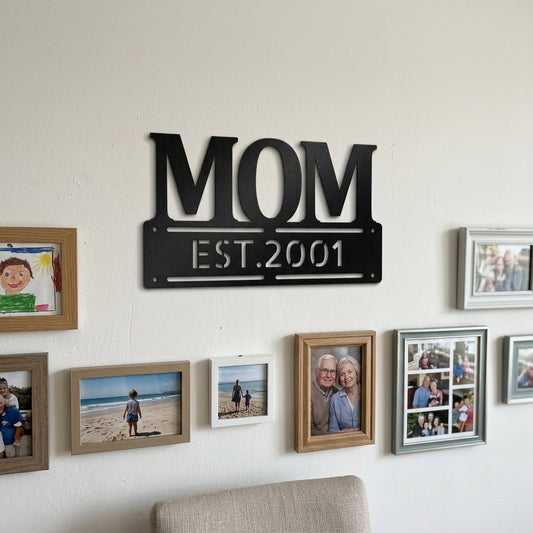 Custom Metal Wall Art - Personalized Mother's Day Name Sign Black