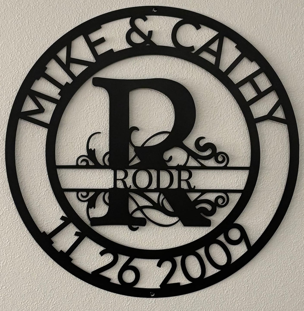 Custom Metal Wall Art - Personalized Split Letter Name Sign Black