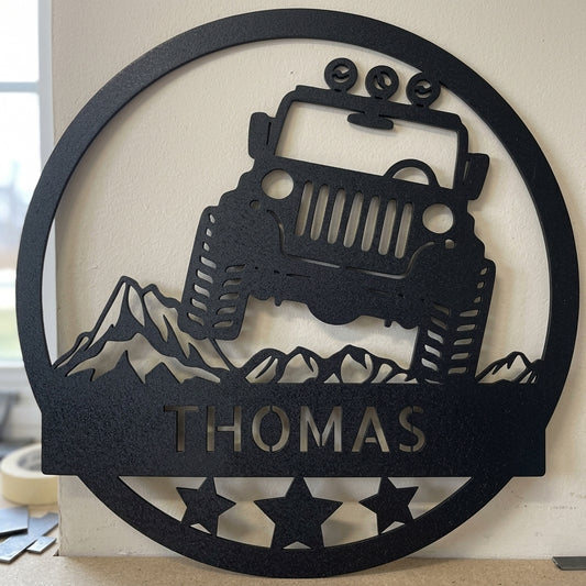 Custom Metal Wall Art - Personalized Off Road Sign Black