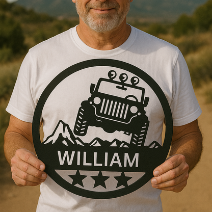 Personalized Off Road Car Metal Sign Black