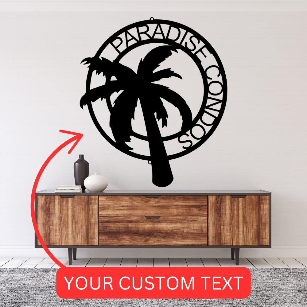 Palm Tree Personalized Gifts - Custom Metal Sign Black