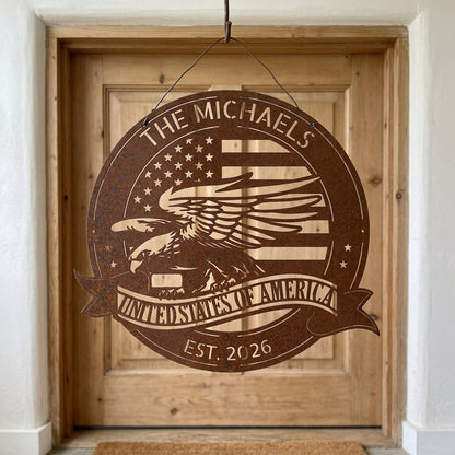 Custom Metal Wall Art - Personalized Patriotic American Sign Copper