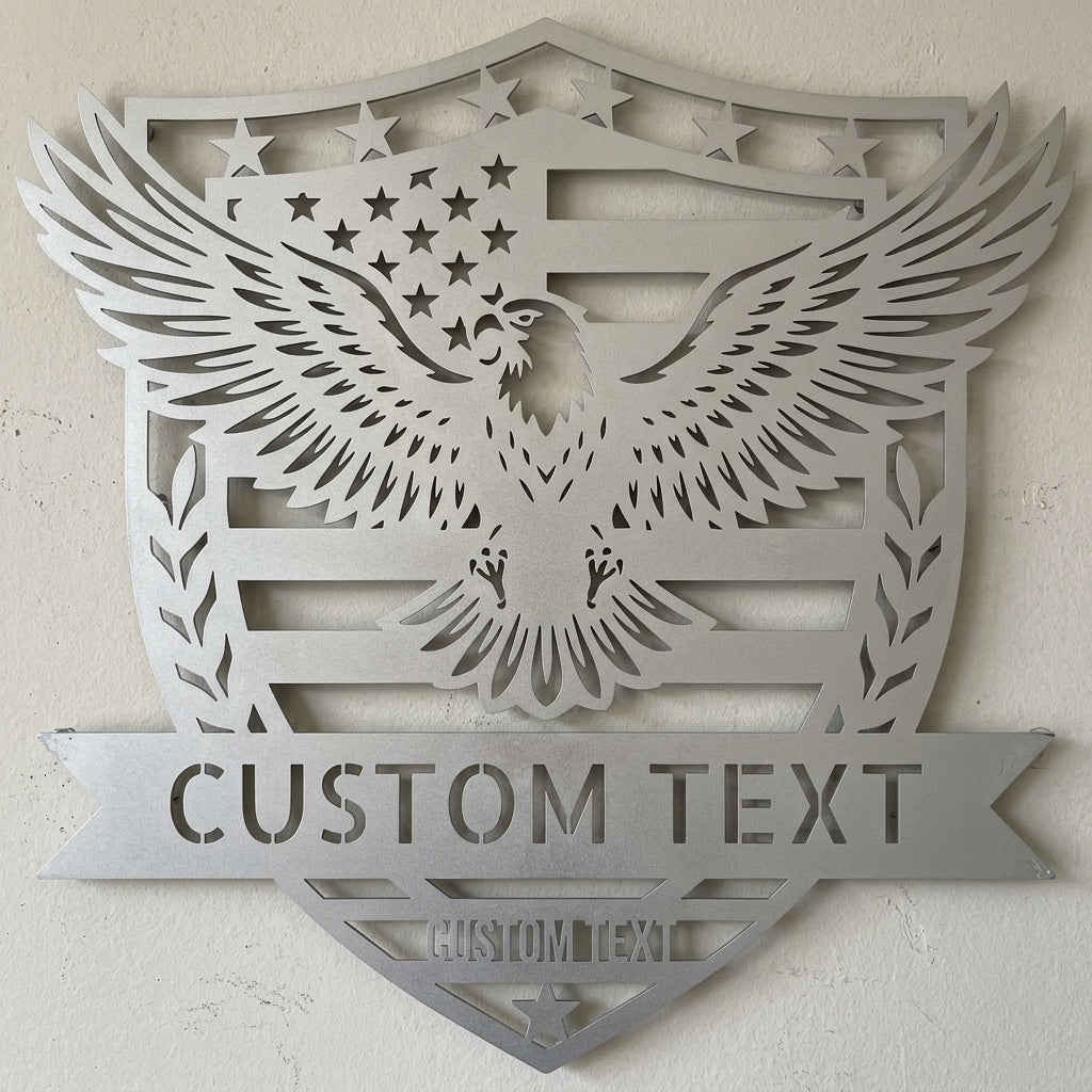 Custom Metal Wall Art - Personalized Text Patriotic American Sign White