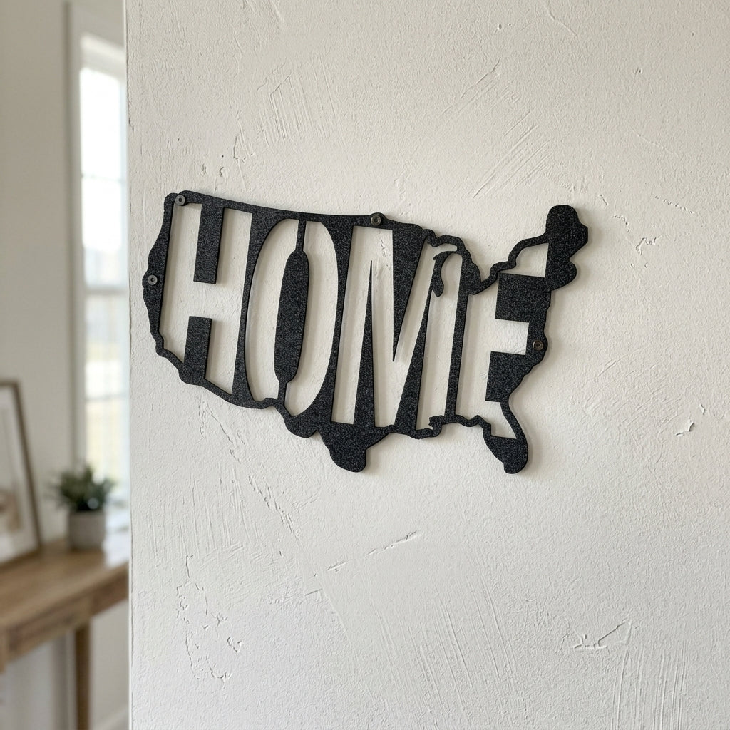 Metal Wall Art - American Patriotic Home Sign Black