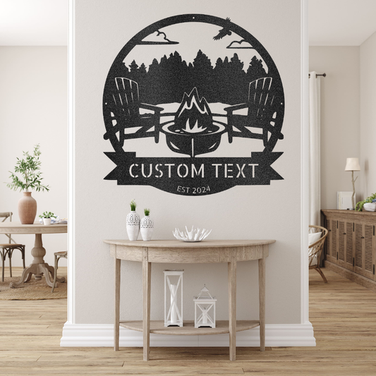 Lake Scene Metal Sign - Personalized Gifts - Custom Campfire and Camper Decor Sign