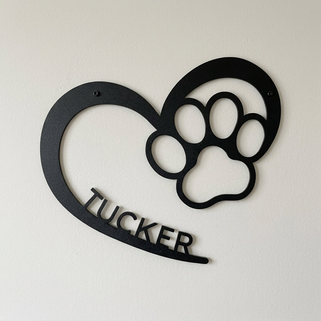 Custom Metal Wall Art - Personalized Puppy Sign Black