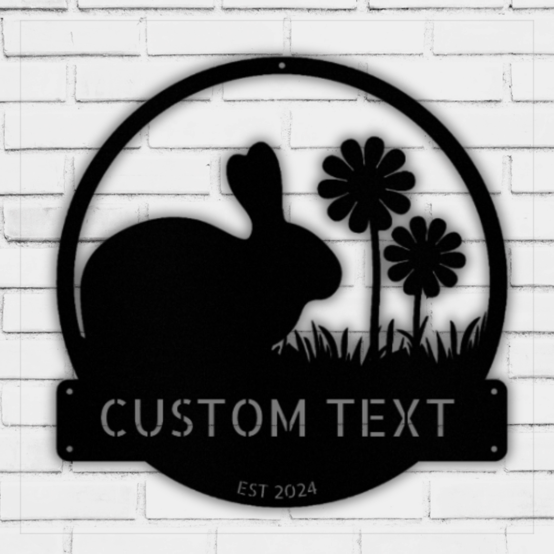 Rabbit Farm Metal Sign – Personalized Gifts – Custom Steel Wall Decor for Barn or Farmhouse Black