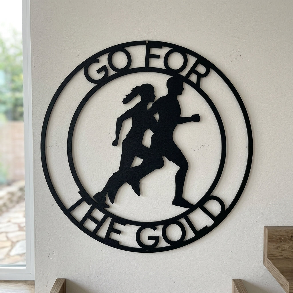Custom Metal Wall Art - Personalized Runner Sign Black