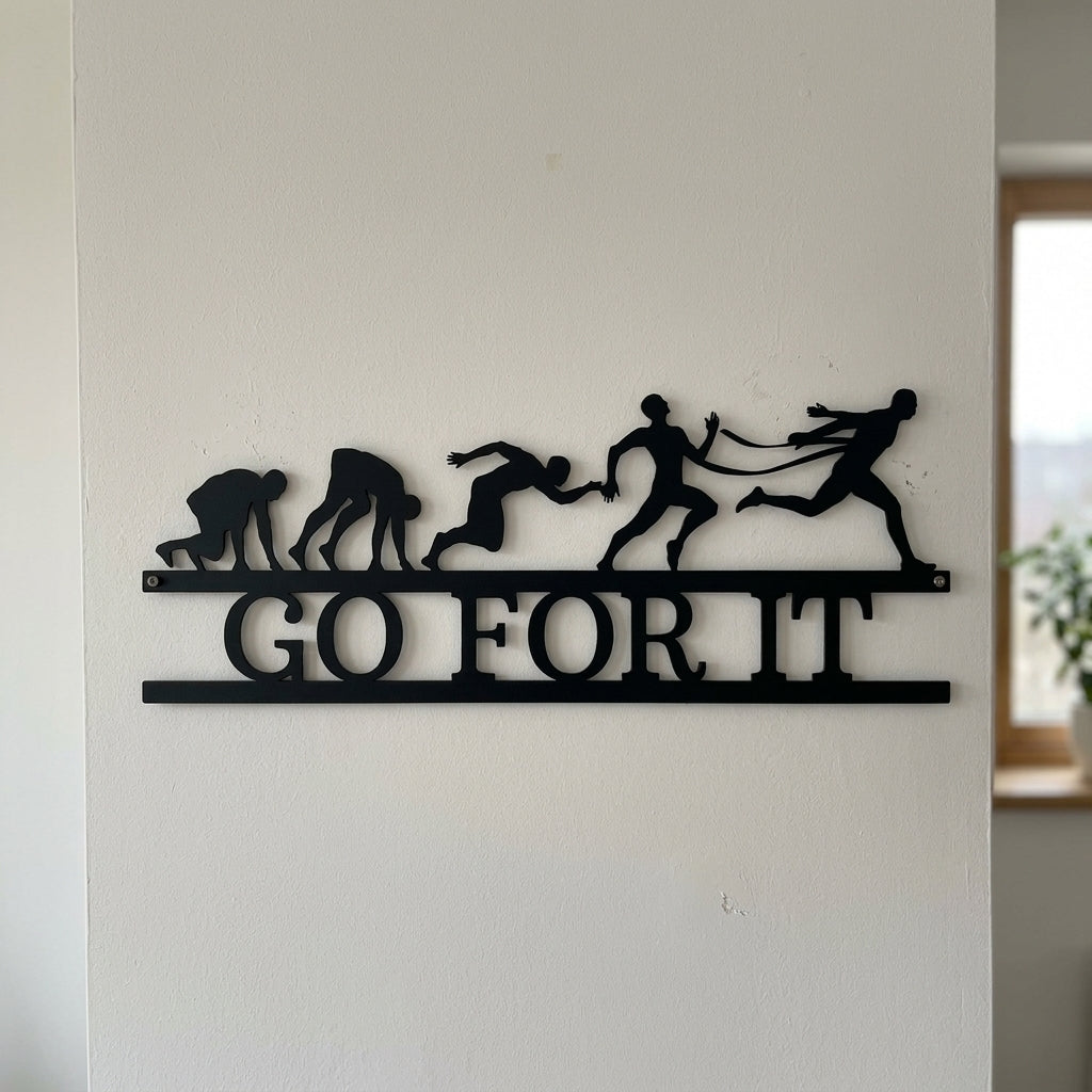 Custom Metal Wall Art - Personalized Running Sports Name Plaque Black