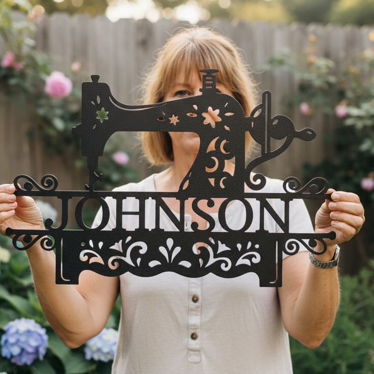 Sewing Sign - Custom Metal Sign, Christmas Gift - Quilting Room Decor Black