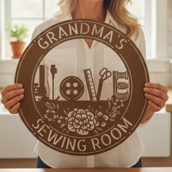 Custom Metal Wall Art - Personalized Sewing and Quilting Sign Copper
