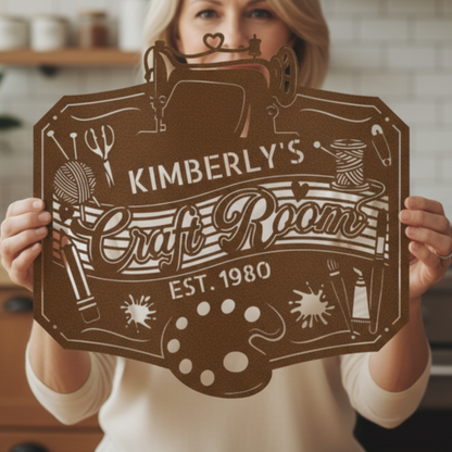 Custom Metal Wall Art - Personalized Craft Room Sign Copper