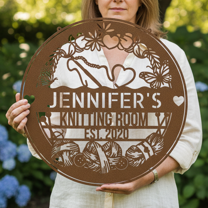 Custom Metal Wall Art - Personalized Crochet Sign Copper