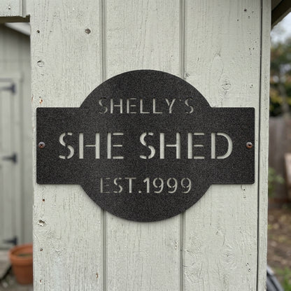 Custom Metal Wall Art - Personalized Family Name Shed Monogram Sign Black