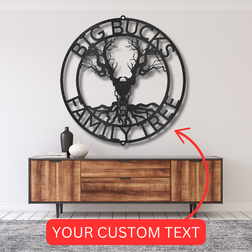 Personalized Skull Tree Metal Sign - Custom Family Name Wall Art