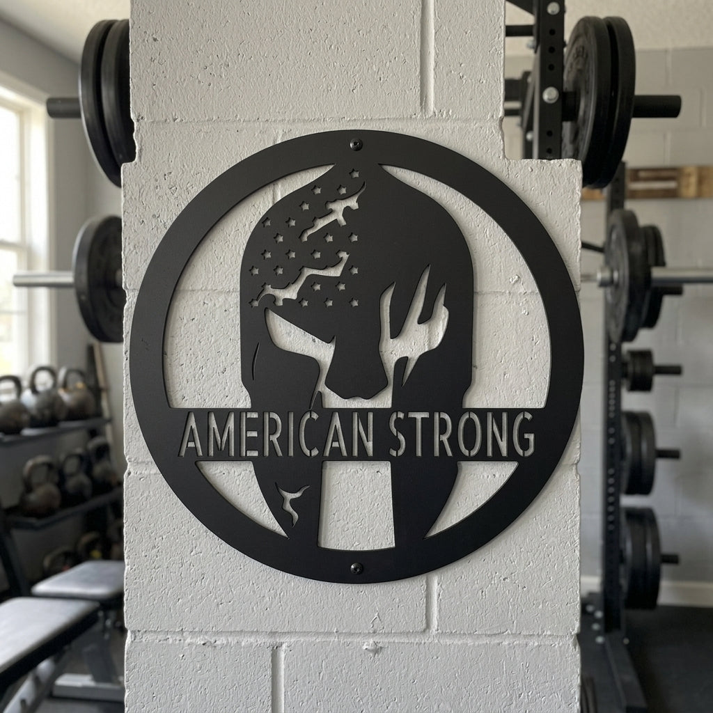 Custom Metal Wall Art - Personalized Home Gym Spartan Sign Black