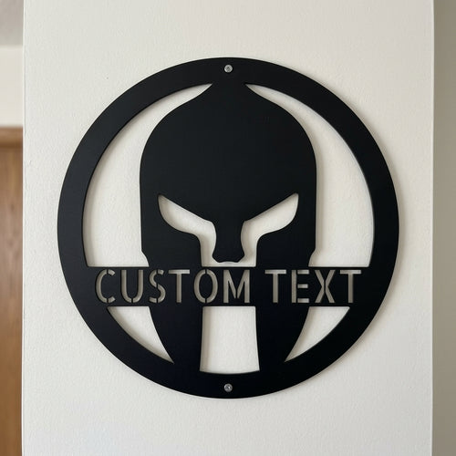 Custom Metal Wall Art - Personalized Spartan Warrior Sign Black