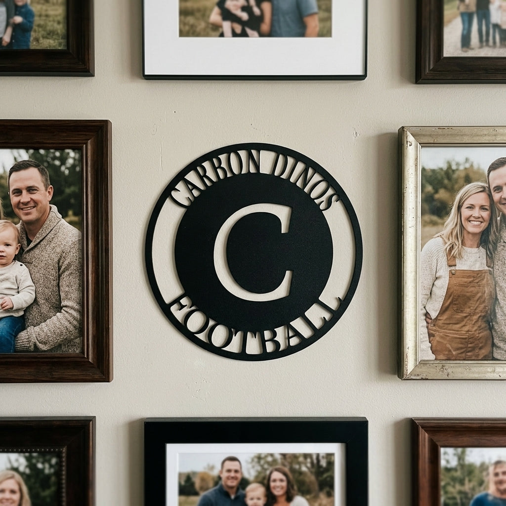 Custom Metal Wall Art - Personalized Initial Family Monogram Sign Black