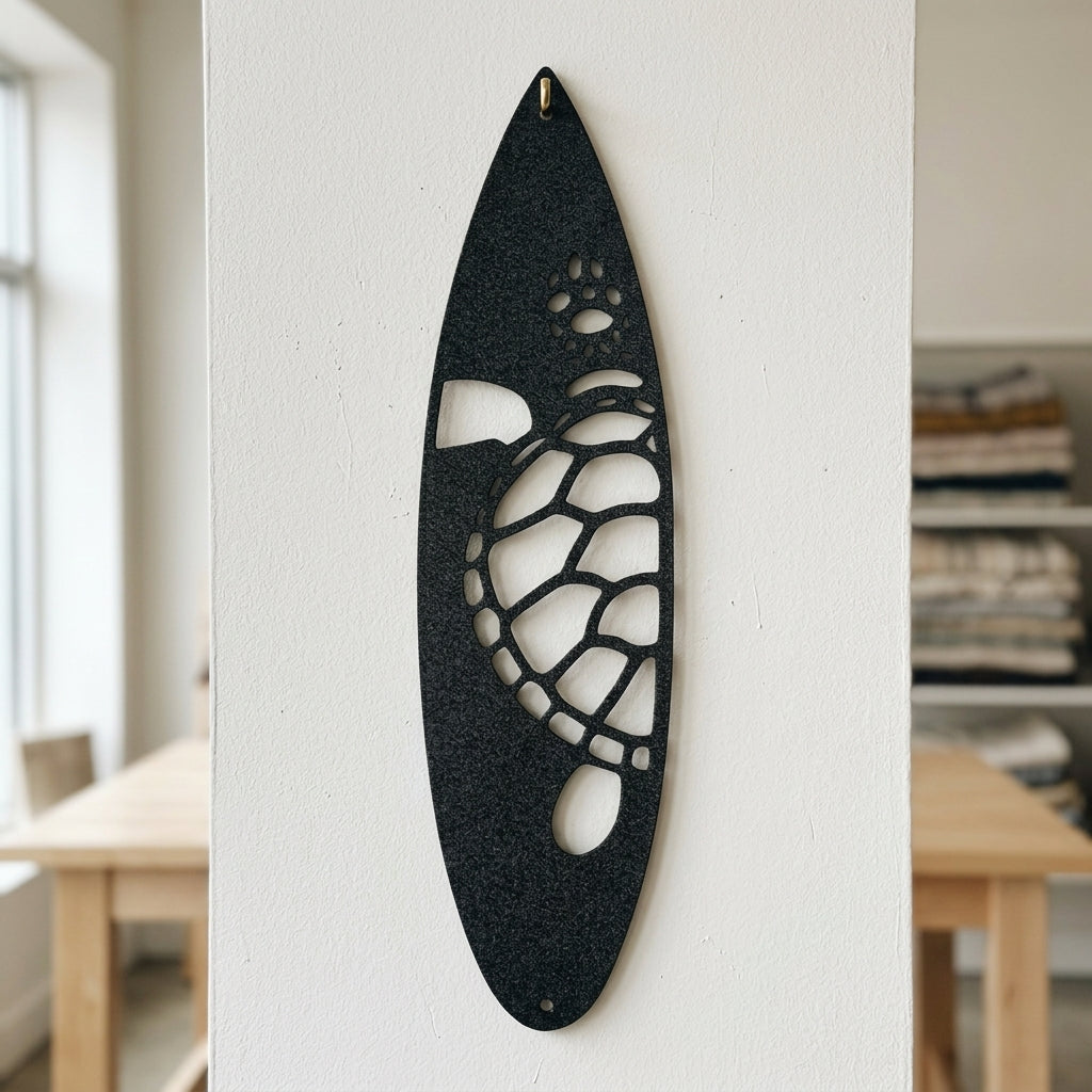 Metal Wall Art - Surfboard Turtle Monogram Sign