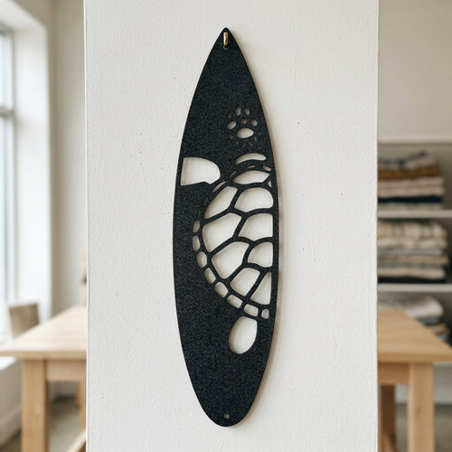 Metal Wall Art - Surfboard Turtle Monogram Sign