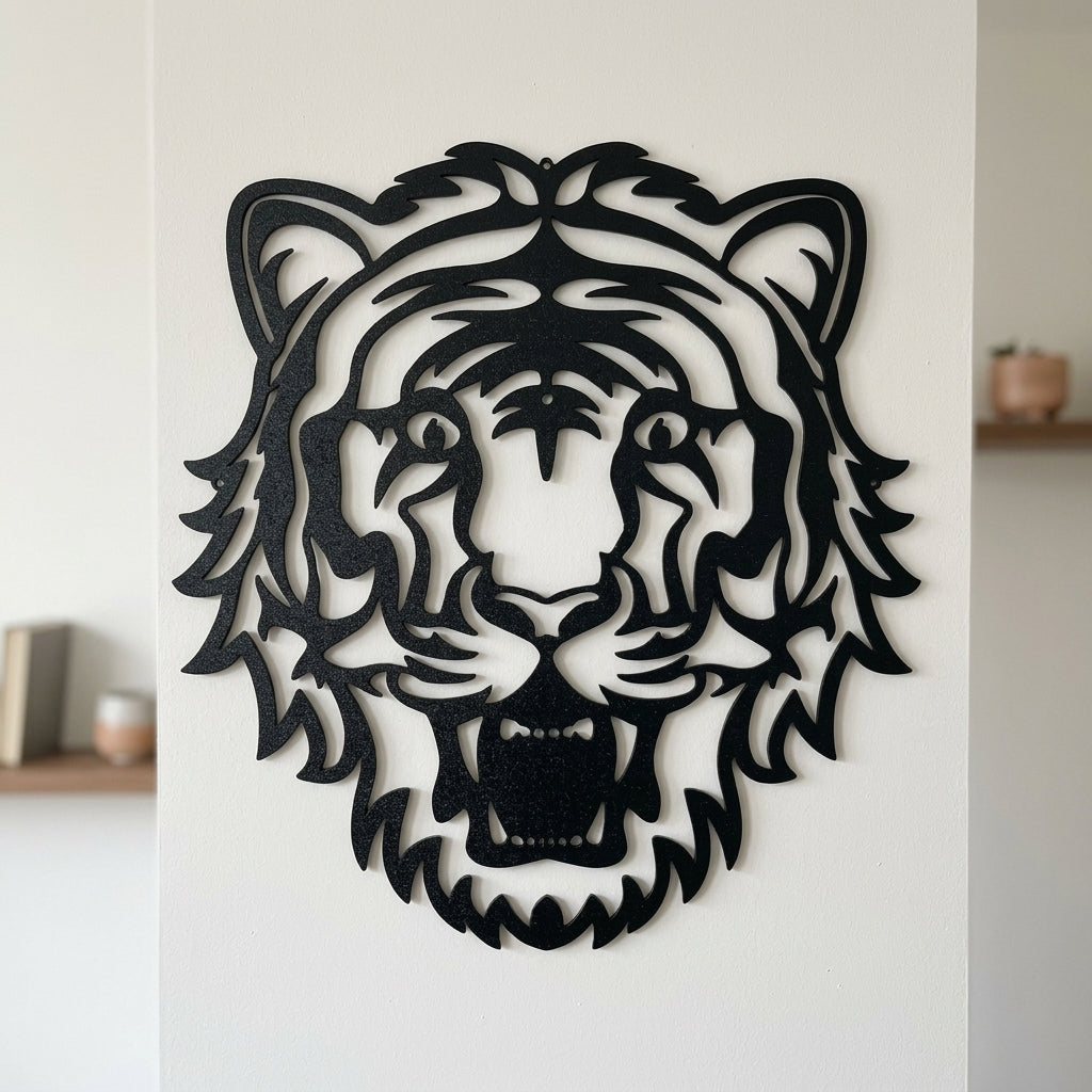 Metal Wall Art - Tiger Sign Black