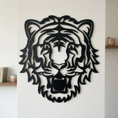 Metal Wall Art - Tiger Sign Black