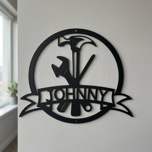 Custom Metal Wall Art - Personalized Tool Sign Black