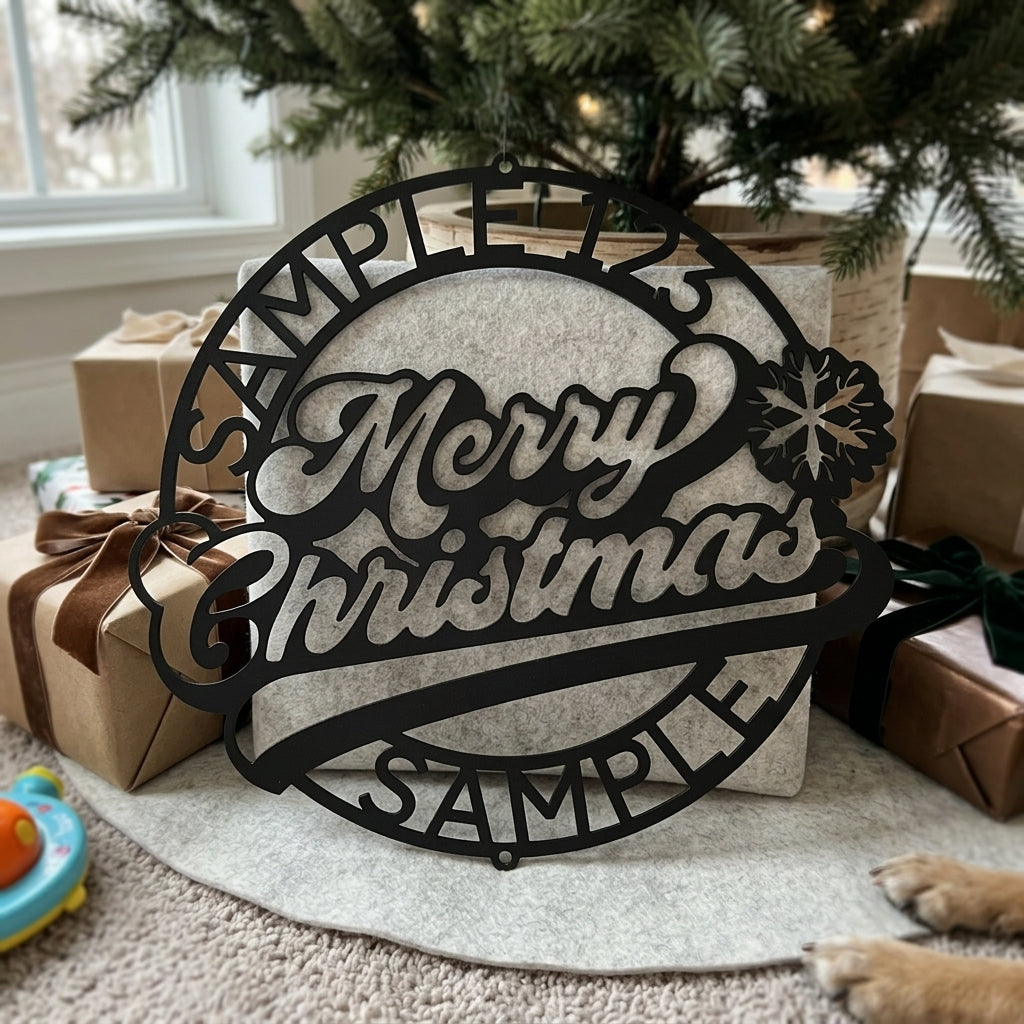 Custom Metal Wall Art - Personalized Christmas Monogram Sign