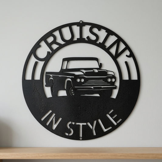 Custom Metal Wall Art - Personalized Truck Sign Black