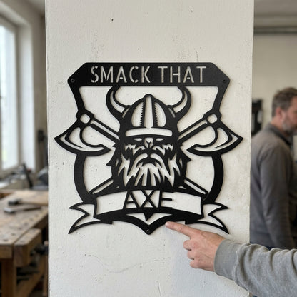 Custom Metal Wall Art - Personalized Viking Axe Sign Black