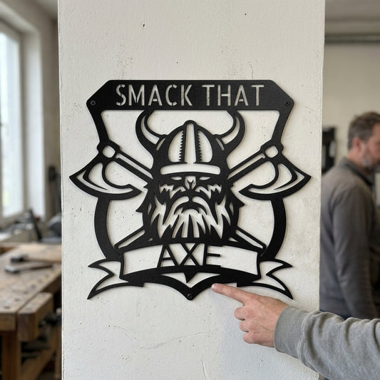 Custom Metal Wall Art - Personalized Viking Axe Sign Black