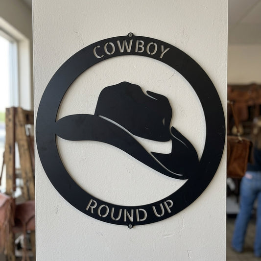 Custom Metal Wall Art - Personalized Western Cowboy Monogram Sign Black
