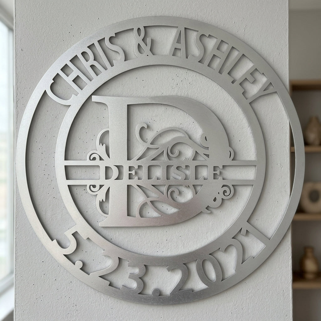 Custom Metal Wall Art - Personalized Split Letter Name Sign White