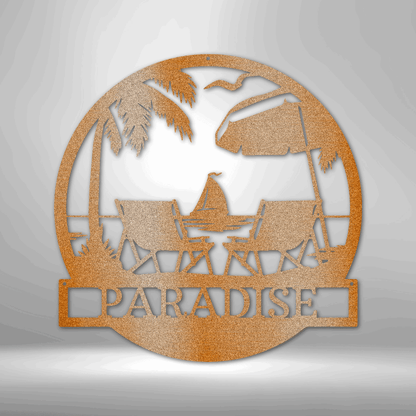 Beach Paradise Personalized Gifts - Custom Metal Sign Copper