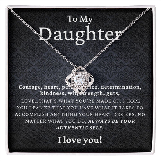 Always Be Your Authentic Self Gift For Daughter Love Knot Necklace - Precious Engraved