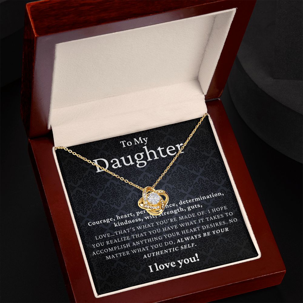 Always Be Your Authentic Self Gift For Daughter Love Knot Necklace - Precious Engraved